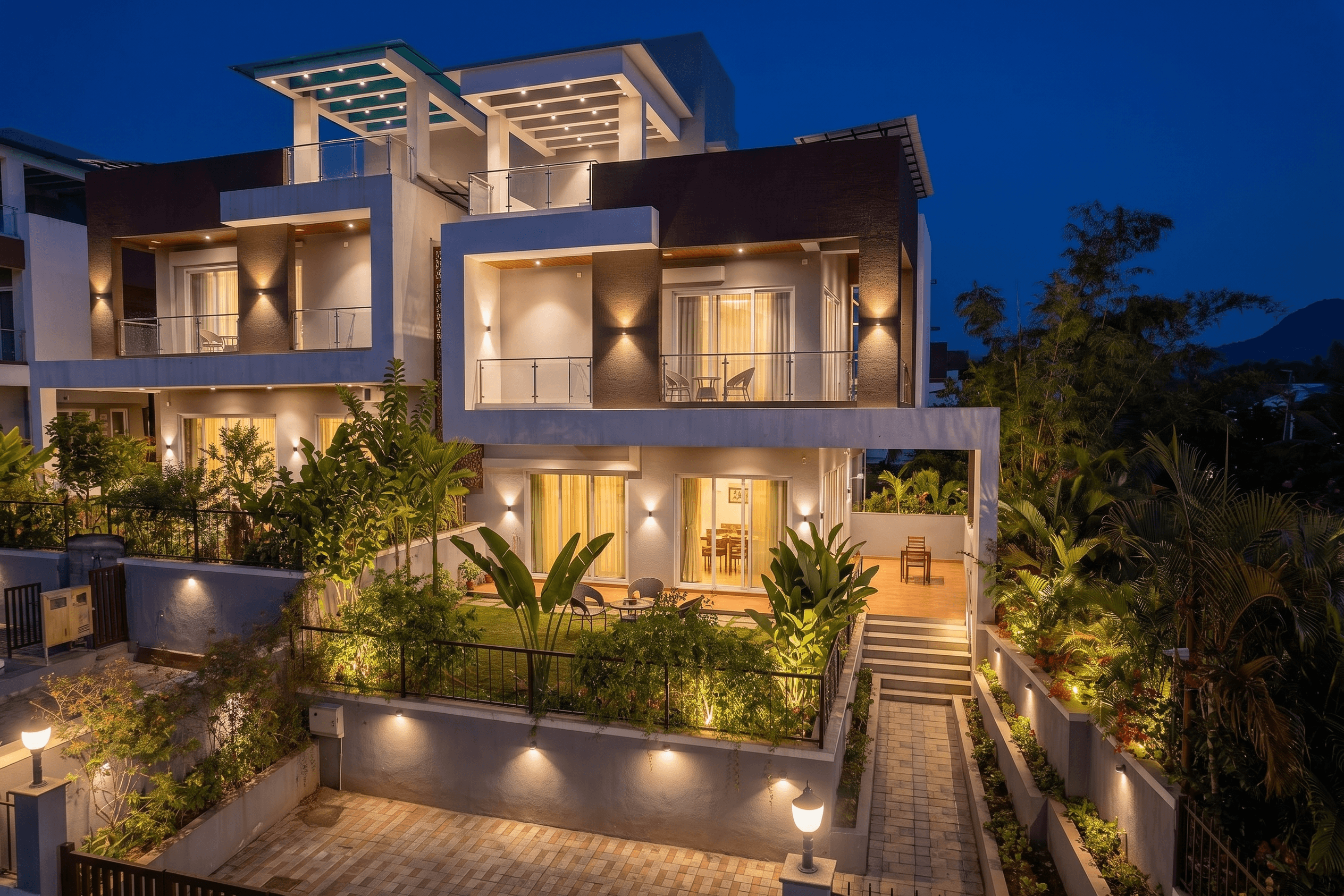 Aristos Villa - Luxury 4BHK Private Pool Villa in Lonavala Exterior at Night